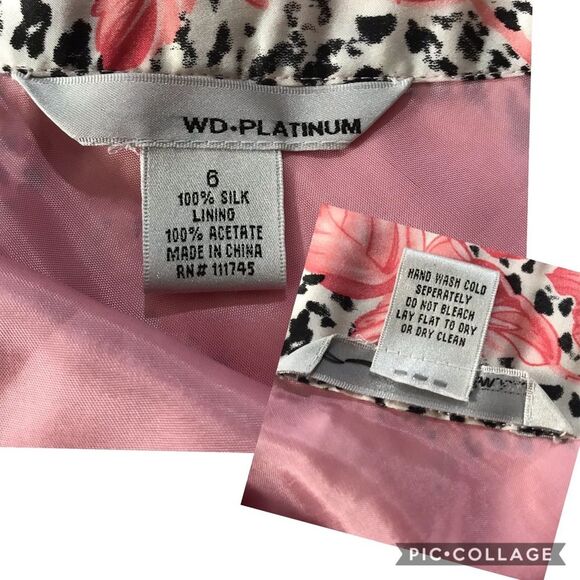 Vintage 100% Silk Rose Animal Print Spring Summer Skirt Sz 6 - Picture 9 of 10